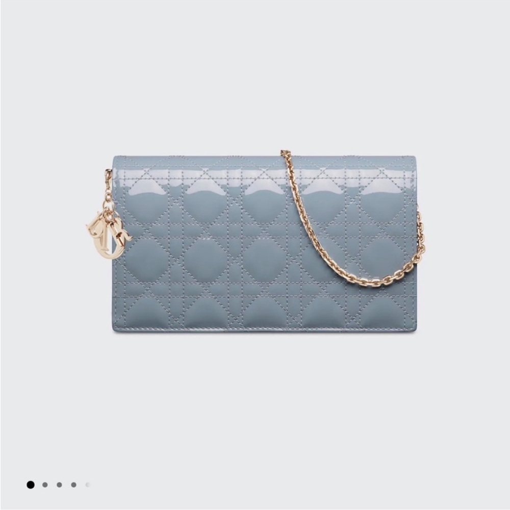 DIOR Lady Dior Pouch Wallet on Chain in Cloud Blue! Like New